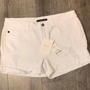 White high-waist shorts